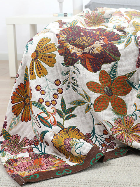 100%Cotton Flower Adult Bedcover Sofa Blanket