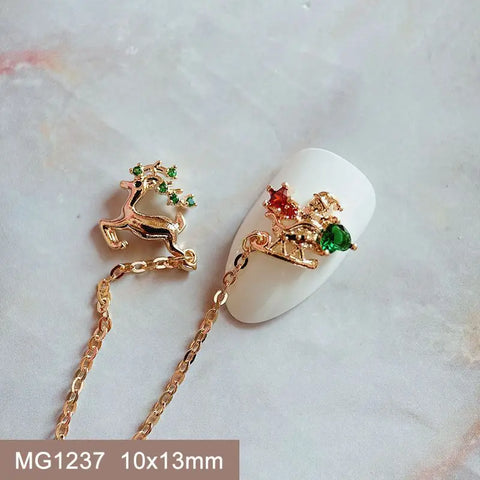 10pcs Xmas Christmas Tree Rotating Snowflakes Zircon Nail Art Manicure Nails Accessories DIY Nail Decorations Supplies Charms