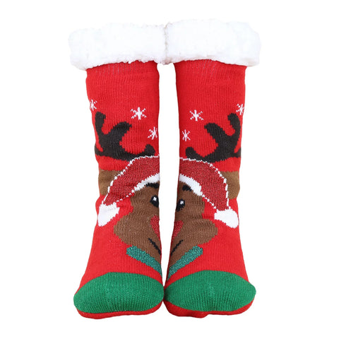 1 Pair Trendy Cartoon Christmas Clear Print Anti-shrink Santa Snowman Women Socks Xmas Fall Gift