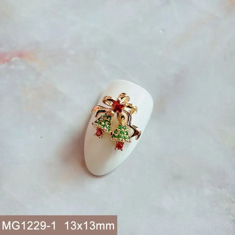 10pcs Xmas Christmas Tree Rotating Snowflakes Zircon Nail Art Manicure Nails Accessories DIY Nail Decorations Supplies Charms