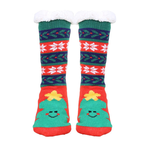 1 Pair Trendy Cartoon Christmas Clear Print Anti-shrink Santa Snowman Women Socks Xmas Fall Gift