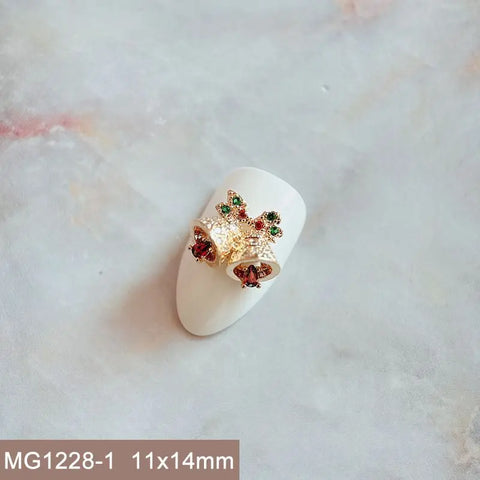 10pcs Xmas Christmas Tree Rotating Snowflakes Zircon Nail Art Manicure Nails Accessories DIY Nail Decorations Supplies Charms