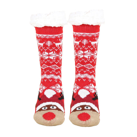 1 Pair Trendy Cartoon Christmas Clear Print Anti-shrink Santa Snowman Women Socks Xmas Fall Gift