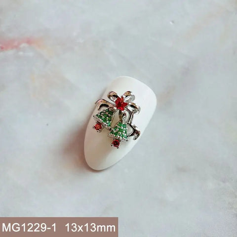 10pcs Xmas Christmas Tree Rotating Snowflakes Zircon Nail Art Manicure Nails Accessories DIY Nail Decorations Supplies Charms